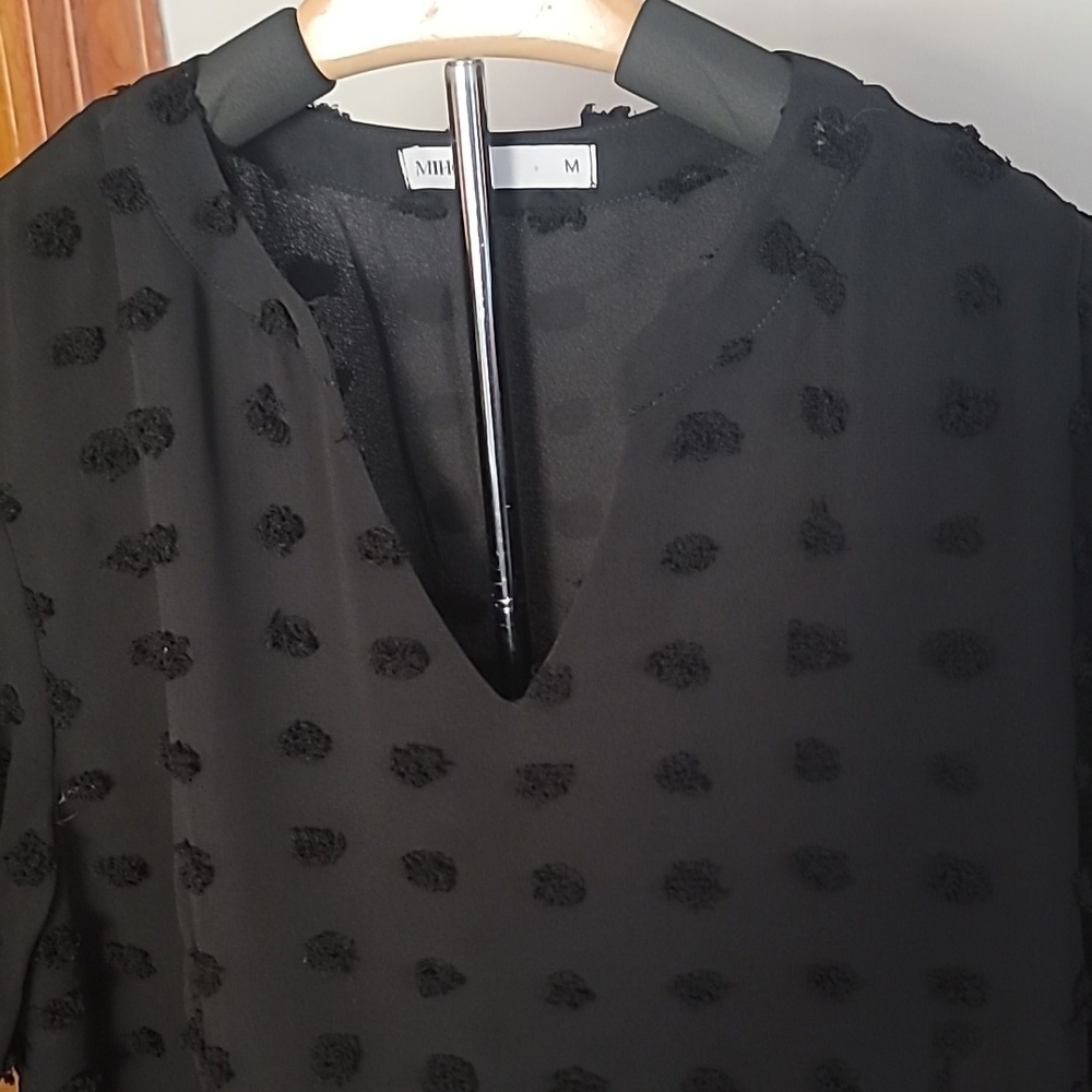 Amazon Miholl Black Chiffon Polka Dot Dress - Picture 2 of 5